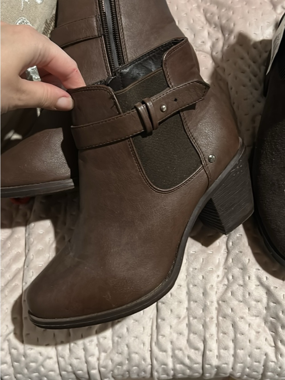 Addition Elle Brown Faux Leather Ankle Boots